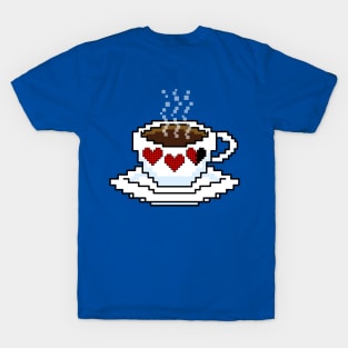 Cafe, BTW pixel art red hearts coffee mug icon T-Shirt